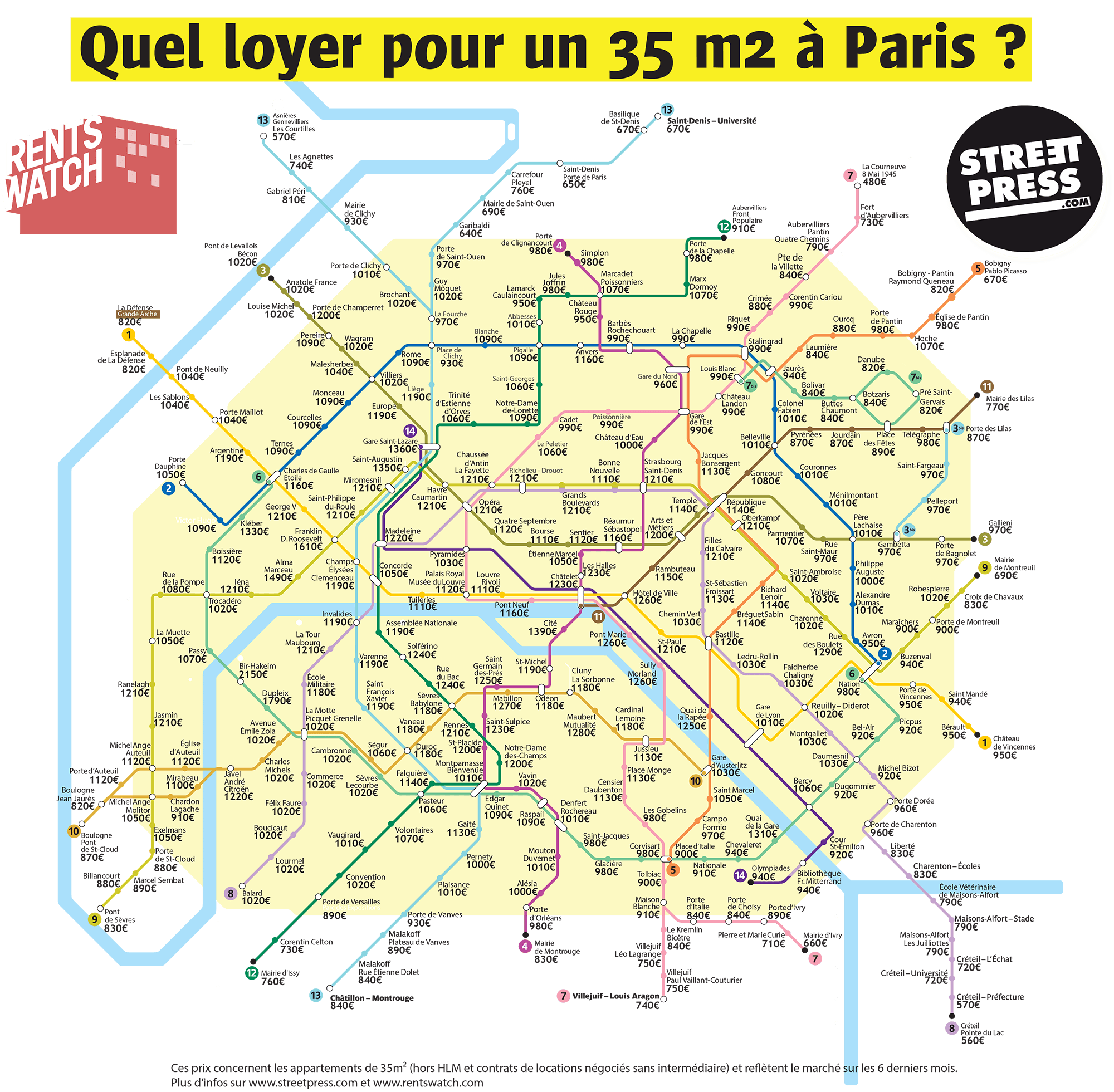 Carte 35 m2 Métro Paris